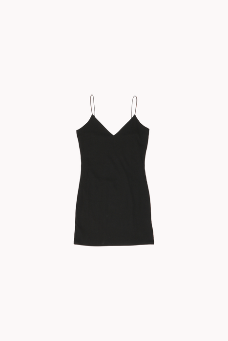 Solid Cotton Mini Dress in Black