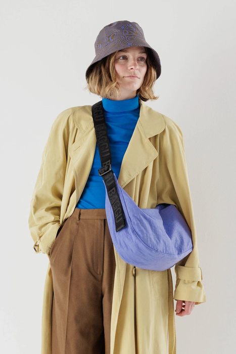 Medium Nylon Crescent Bag in Bluebell