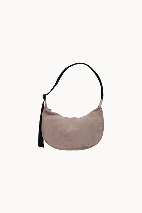 Medium Nylon Crescent Bag in Taupe