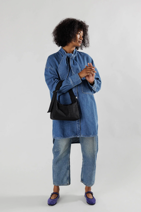 Mini Nylon Shoulder Bag in Black