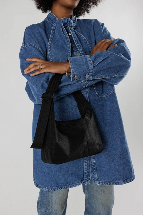 Mini Nylon Shoulder Bag in Black