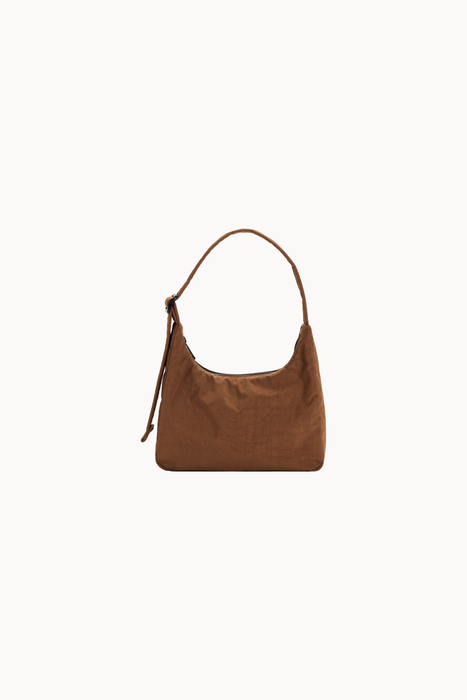 Mini Nylon Shoulder Bag in Brown