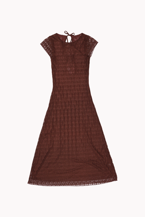 Geo Lace Midi Dress in Brown