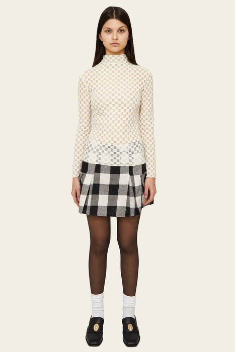 Harmony Checkered Mesh Top in White Noise