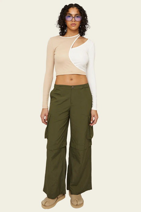 Theo Wide Leg Cargo Pant in Olive