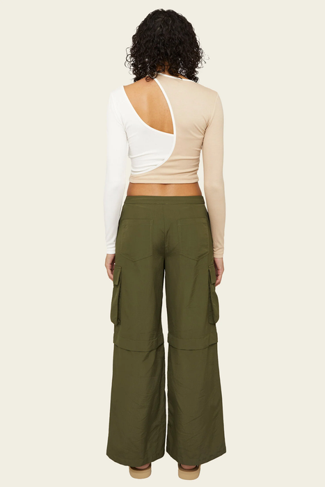 Theo Wide Leg Cargo Pant in Olive