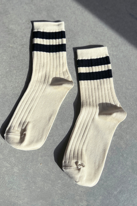 Her Varsity Socks in Cream