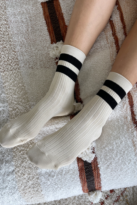 Her Varsity Socks in Cream