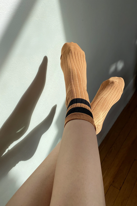 Her Varsity Socks in Peanut