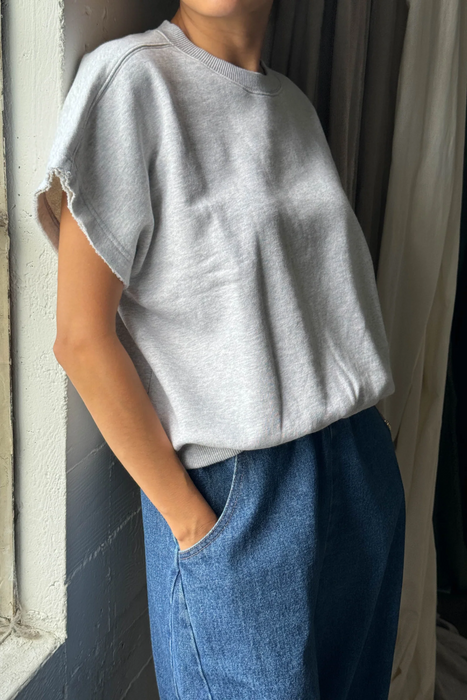 French Terry Sophie Top in Heather Grey