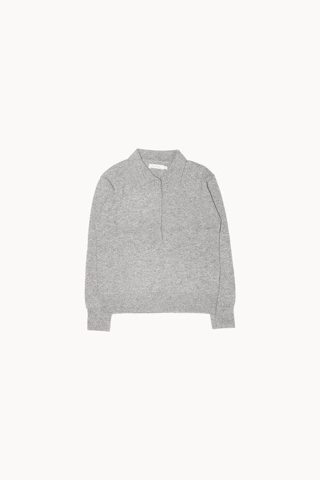 Cashmere Blend Polo Sweater in Gray