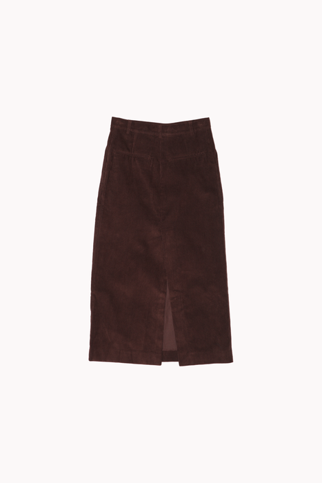 Corduroy Midi Skirt in Brown