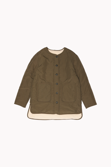 Reversible Padded Jacket in Olive/Cream