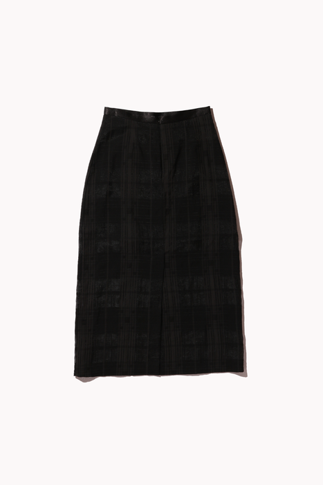Plaid Lace Midi Skirt in Black