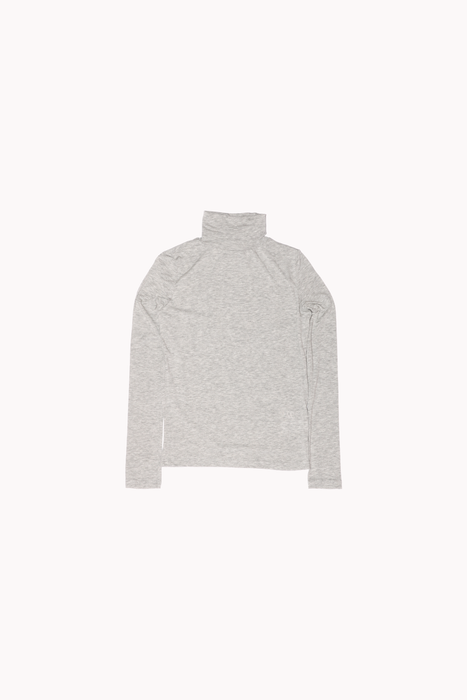 Roll Neck Jersey Top in Heather Gray