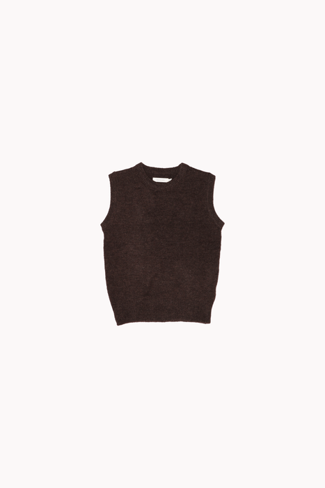 Crew Neck Vest in Brown