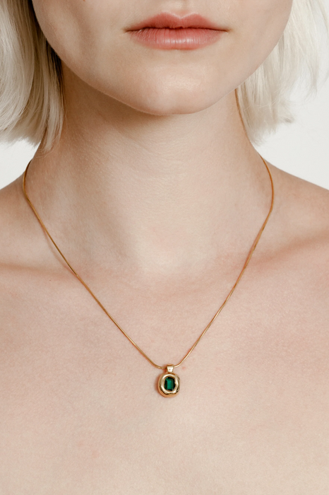Freya Necklace in Green and Gold