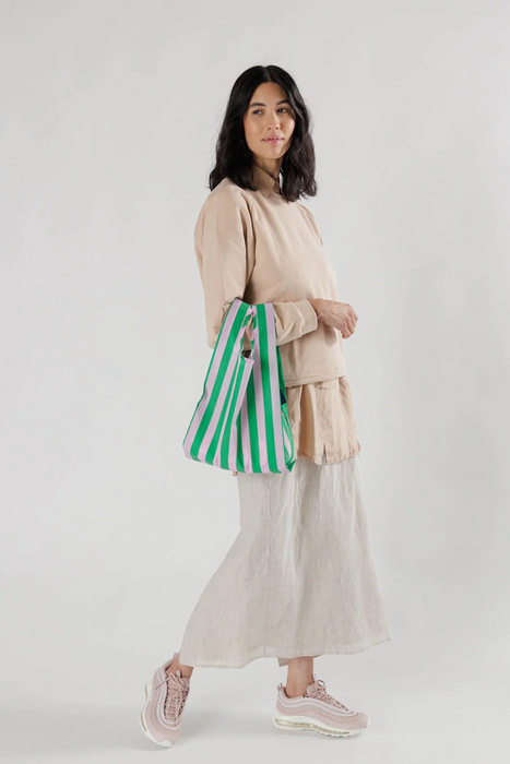 Baby Baggu in Pink Green Awning Stripe