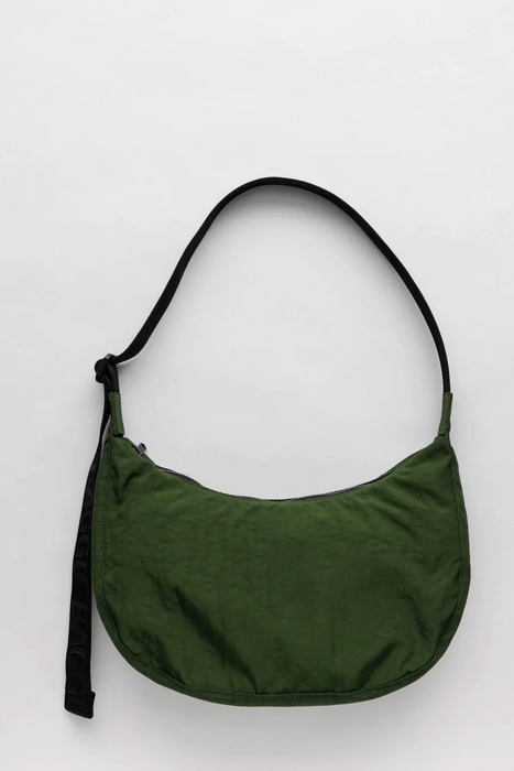 Medium Nylon Crescent Bag in Bay Laurel