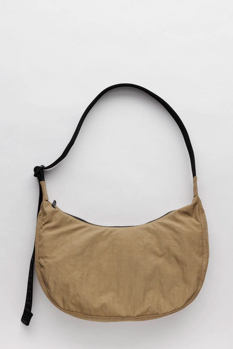 Medium Nylon Crescent Bag in Dark Khaki