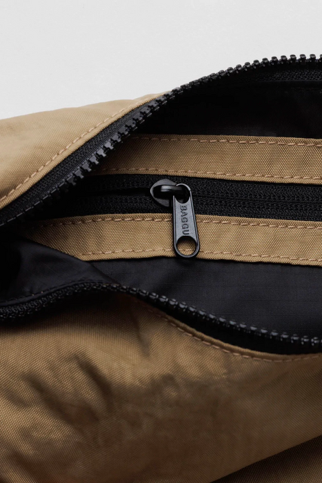 Medium Nylon Crescent Bag in Dark Khaki