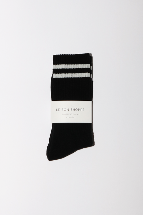 Extended Boyfriend Socks in Noir