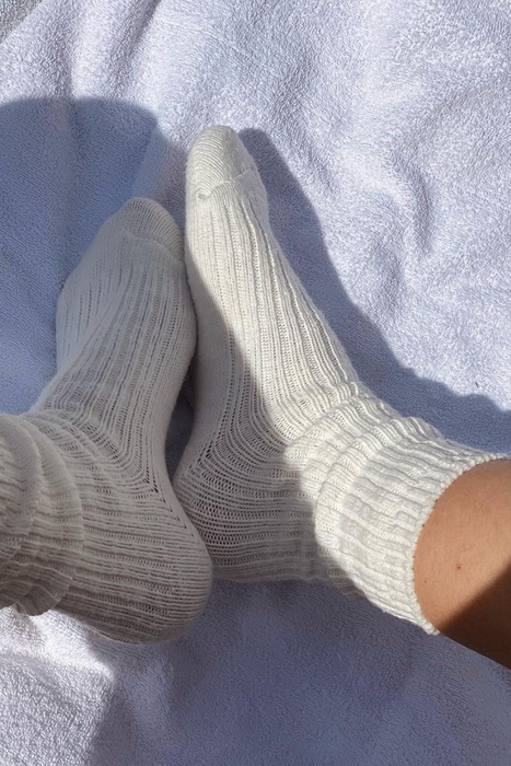 Cottage Socks in White Linen