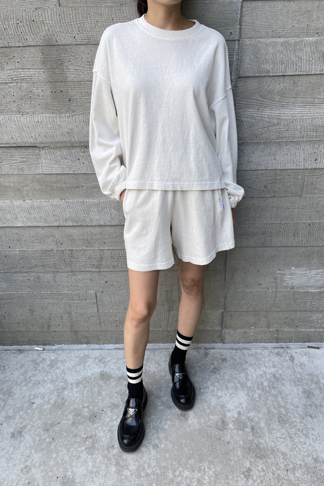Flared Basketball Shorts in Alabaster