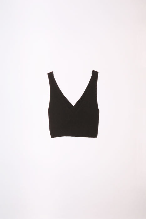 Ribbed Knit Crop Top in Black