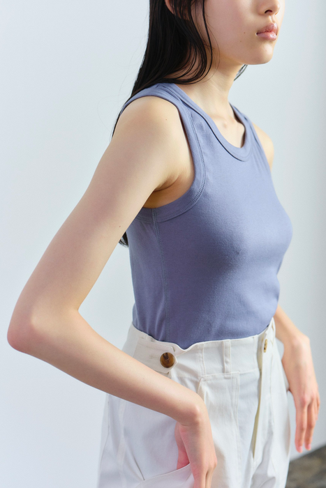 Ribbed Tank in Pale Blue