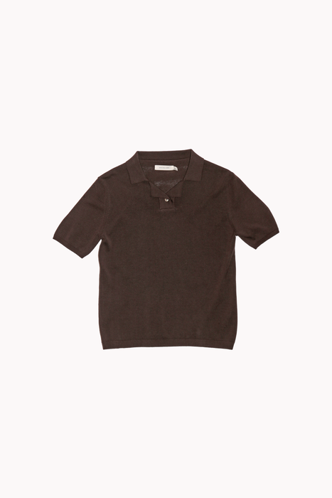 Collared Knit Top in Brown
