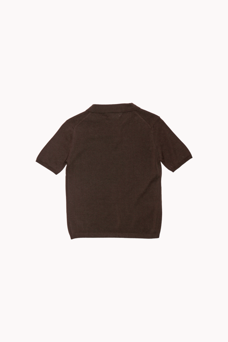Collared Knit Top in Brown