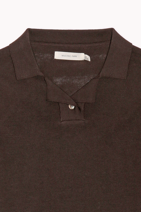 Collared Knit Top in Brown
