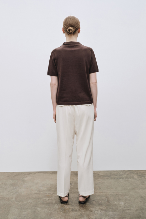Collared Knit Top in Brown