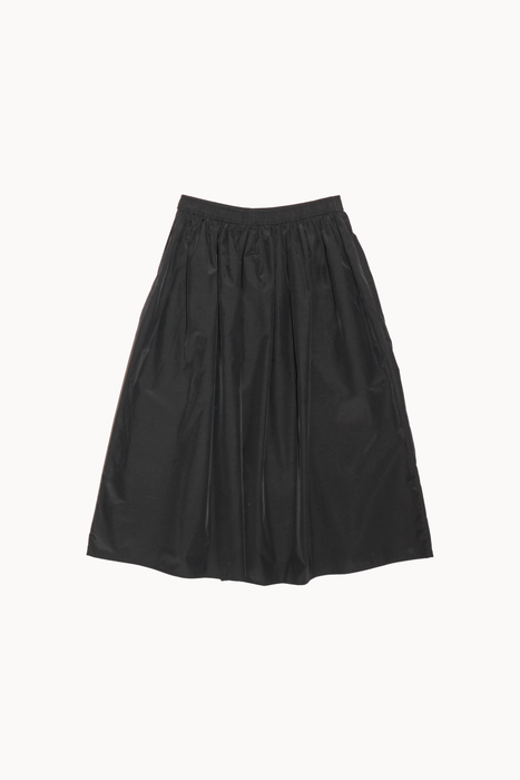 Gathered Midi Skirt in Black