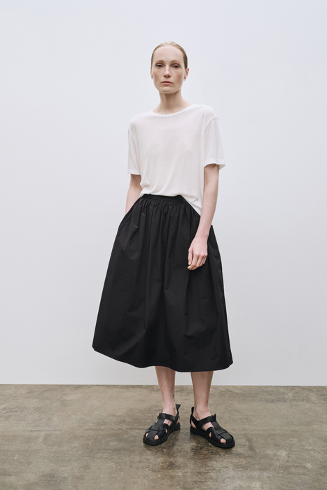 Gathered Midi Skirt in Black