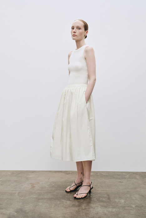 Gathered Midi Skirt in Cream