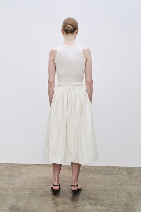 Gathered Midi Skirt in Cream