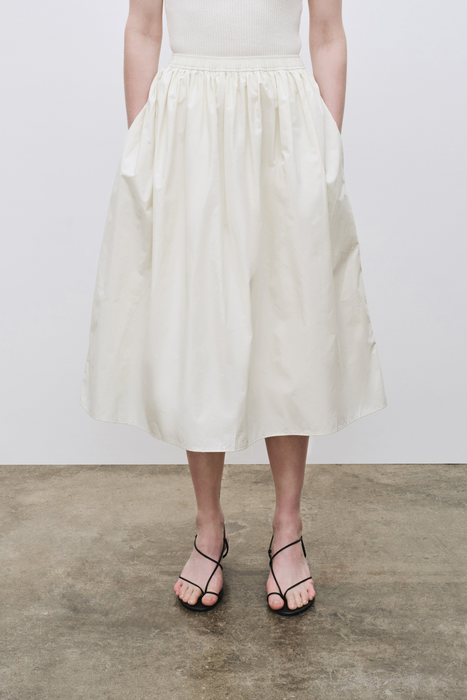 Gathered Midi Skirt in Cream