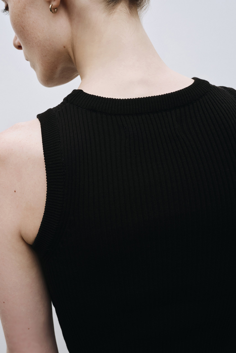 Ribbed Knit Tank in Black