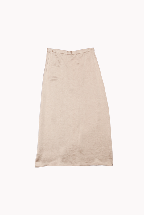 Satin Midi Skirt in Beige