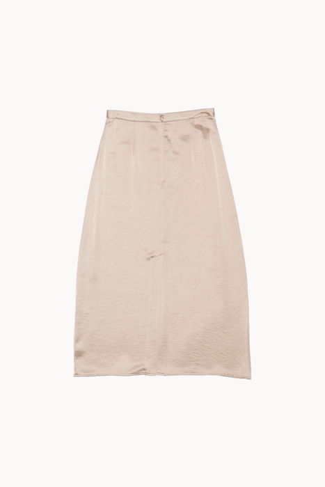 Satin Midi Skirt in Beige