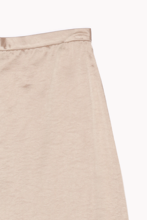 Satin Midi Skirt in Beige