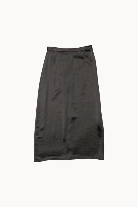 Satin Midi Skirt in Black