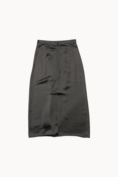 Satin Midi Skirt in Black