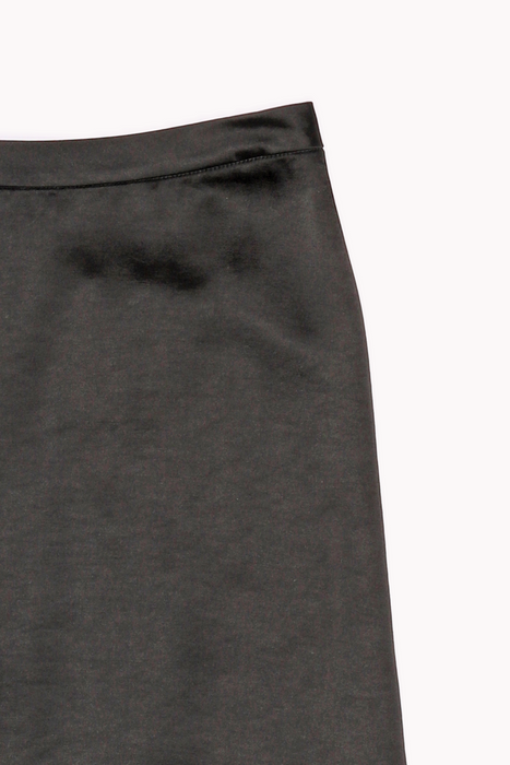Satin Midi Skirt in Black