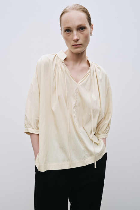 Shirred Blouse in Light Yellow