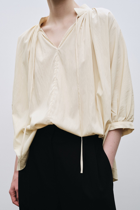 Shirred Blouse in Light Yellow