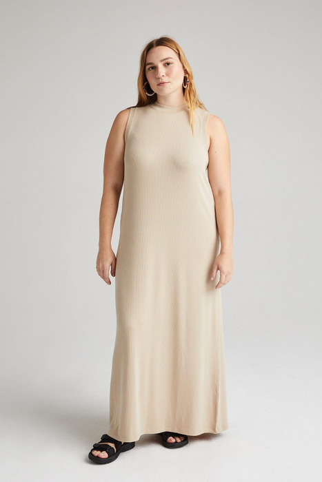 Vintage Rib Column Dress in Sandstorm