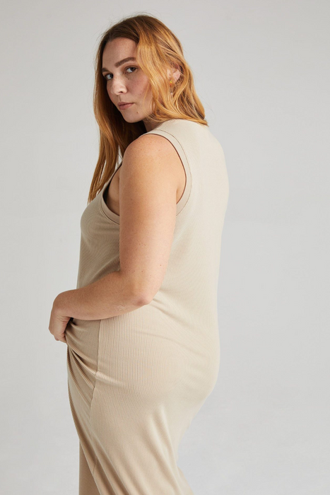 Vintage Rib Column Dress in Sandstorm
